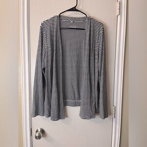 🛍️RABE White and Blue Striped Cardigan Sweater with pockets - Size 44 (14)